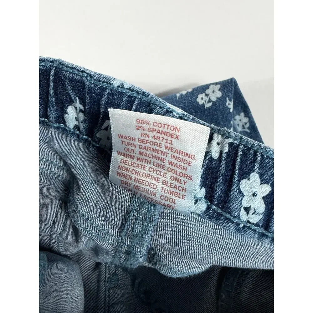 Roots & Threads Floral Print Denim Jeans Toddler Girls Size 4